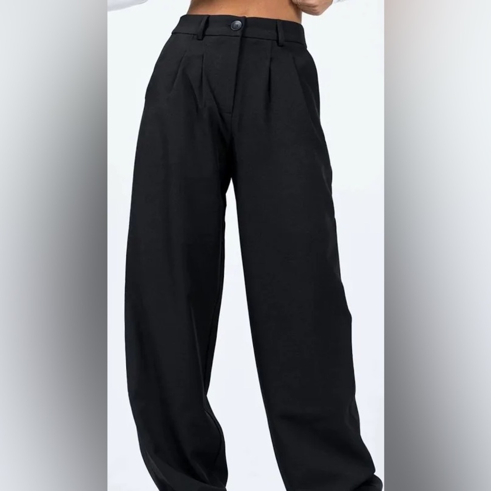 Wide Leg Princess Polly Archer Pleated Black Trouser Pants Office Siren Goth